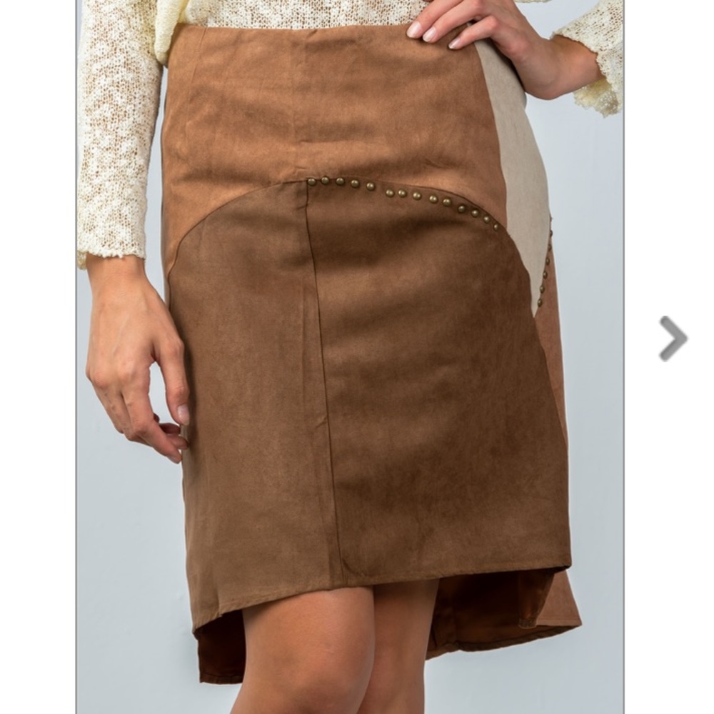 Brown Color Block Boho Two Toned Skirts